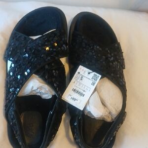 Zara Black Sequin Slide Sandals